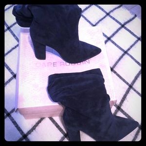 Suede mid-calf boots